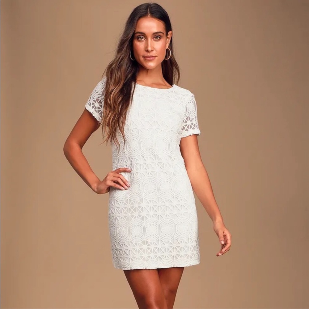 Lulu’s Love You For Eternity White Lace Dress Small